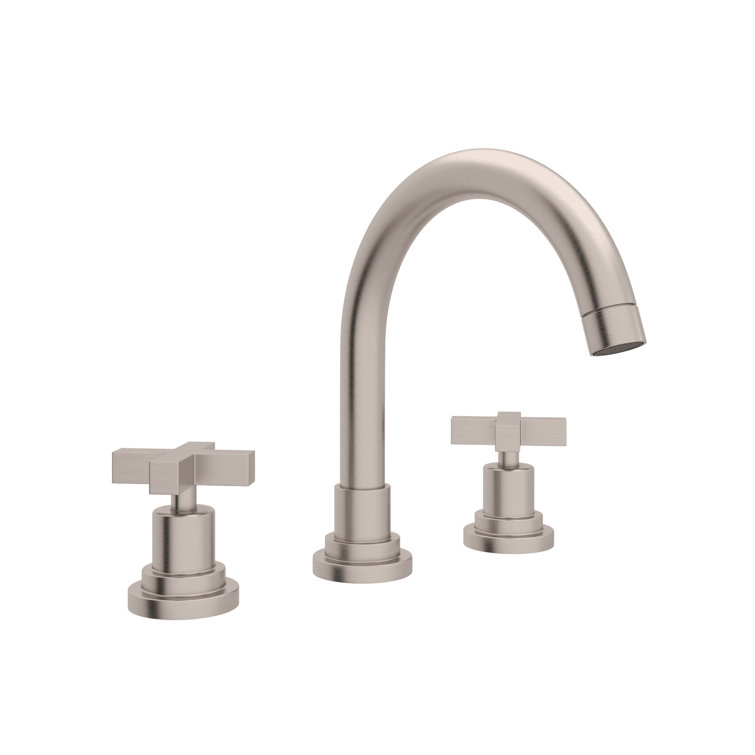 Polished Nickel Brass Widespread Bathroom Faucet with Crystal Handles