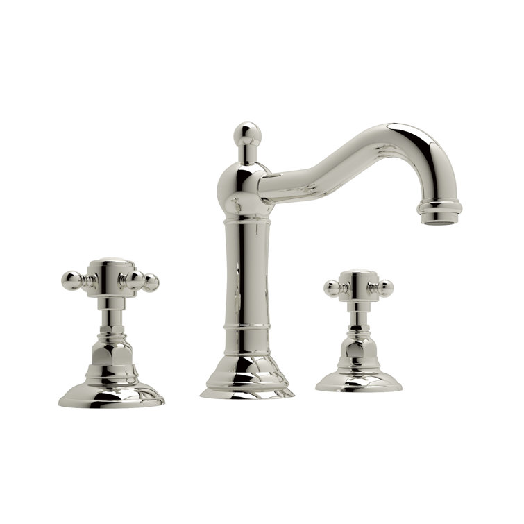 Elegant Classic Polished Nickel Widespread Faucet with Porcelain Handles