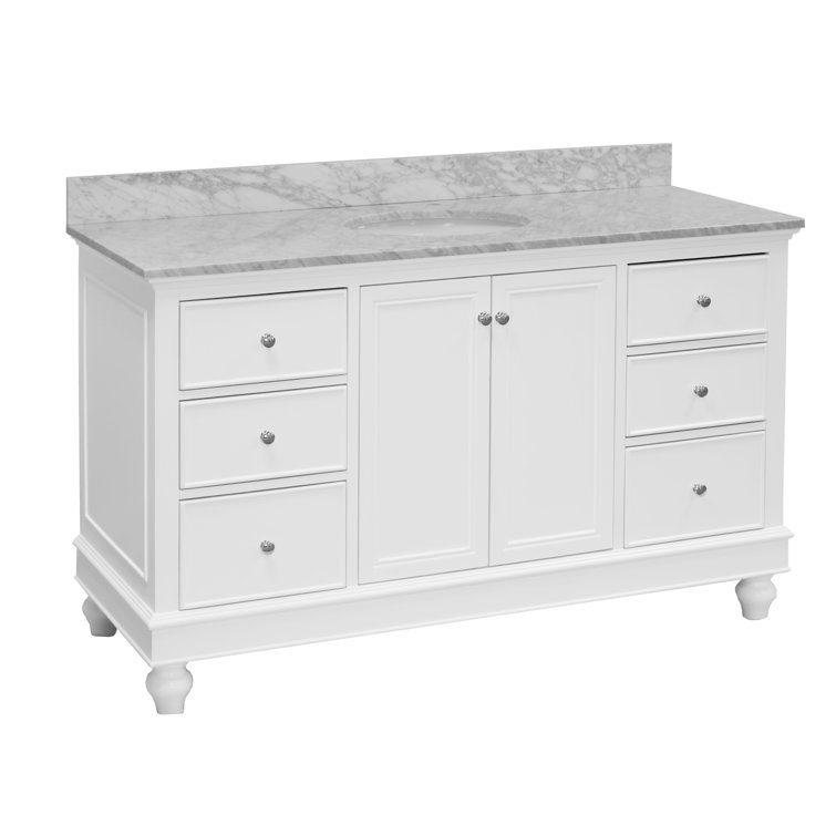 Ferdinand 60'' White Pine Single Bathroom Vanity with Engineered Marble Top