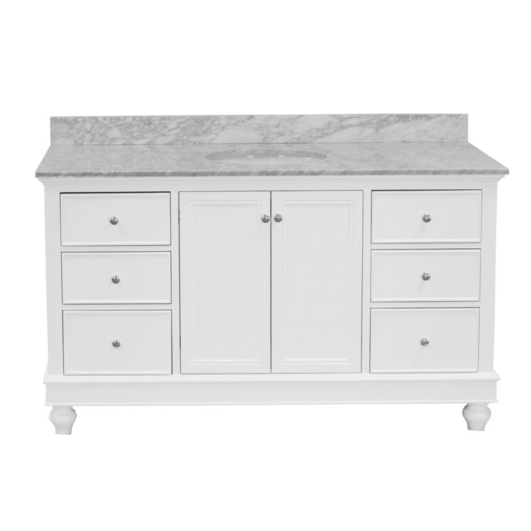 Ferdinand 60'' White Pine Single Bathroom Vanity with Engineered Marble Top