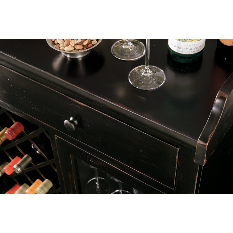Worn Black 41" Hardwood Wine and Bar Console