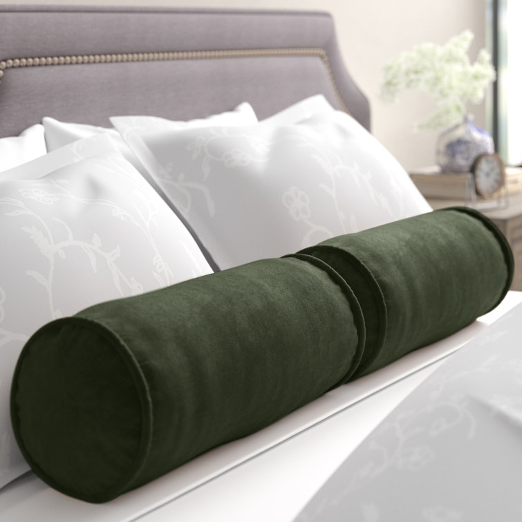 Hunter Green Microsuede Bolster Pillow Set with Inserts