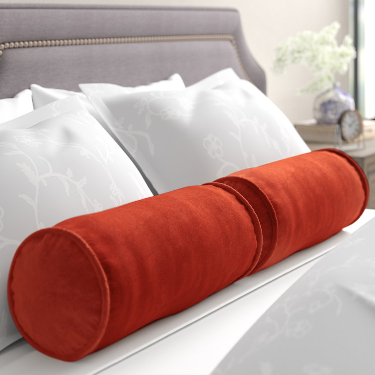 Cardinal Red Microsuede Bolster Pillow Set