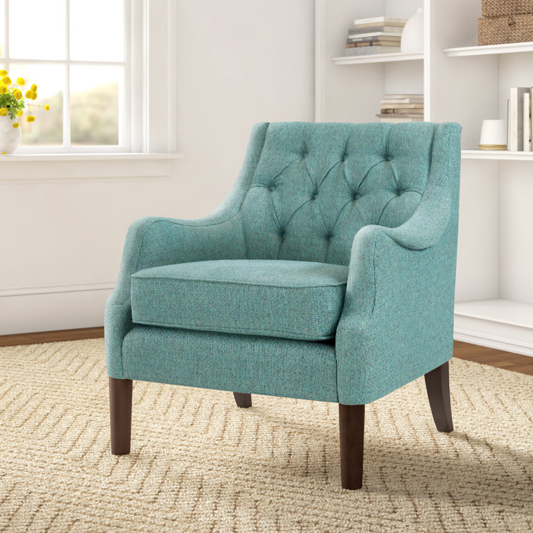 Teal Handcrafted Solid Wood Accent Chair