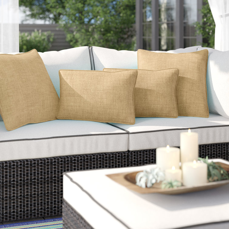 Sandstone Square Embroidered Outdoor Throw Pillow Set