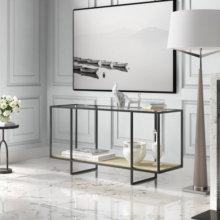 Harlow Transitional 60'' Brown and White Console Table with Storage