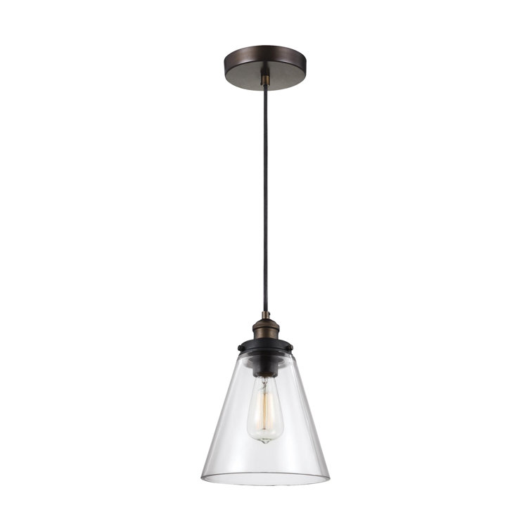 Elegant Baskin 10.75" Pendant in Painted Aged Brass with Clear Glass