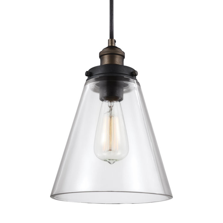 Elegant Baskin 10.75" Pendant in Painted Aged Brass with Clear Glass
