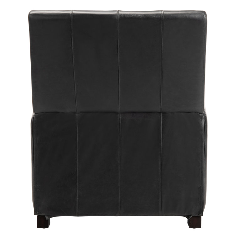Black Leather Recliner with Wood Legs and Nailhead Trim