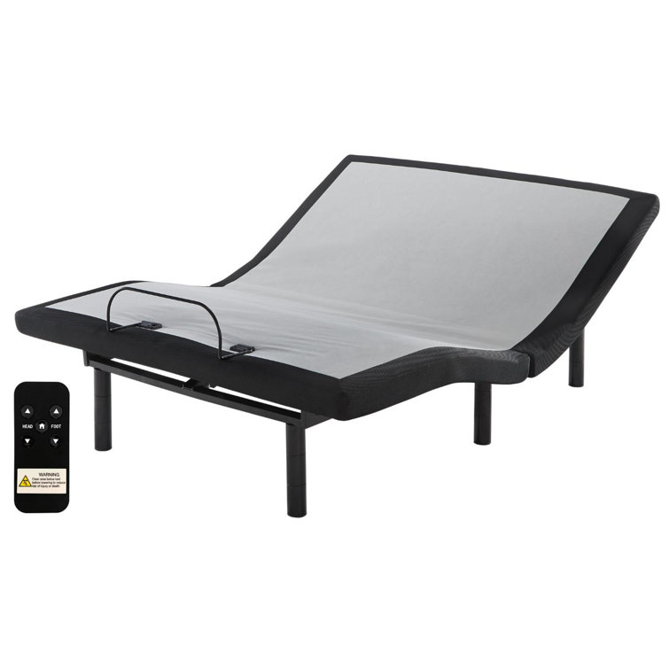 Gray Adjustable Queen Metal Frame Power Base with USB Ports