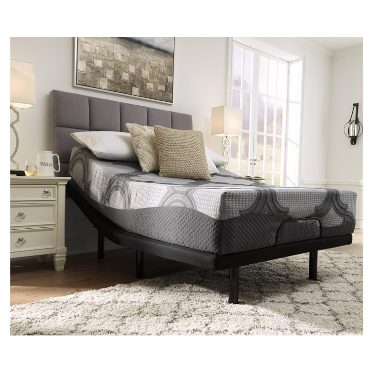 Gray Adjustable Queen Metal Frame Power Base with USB Ports