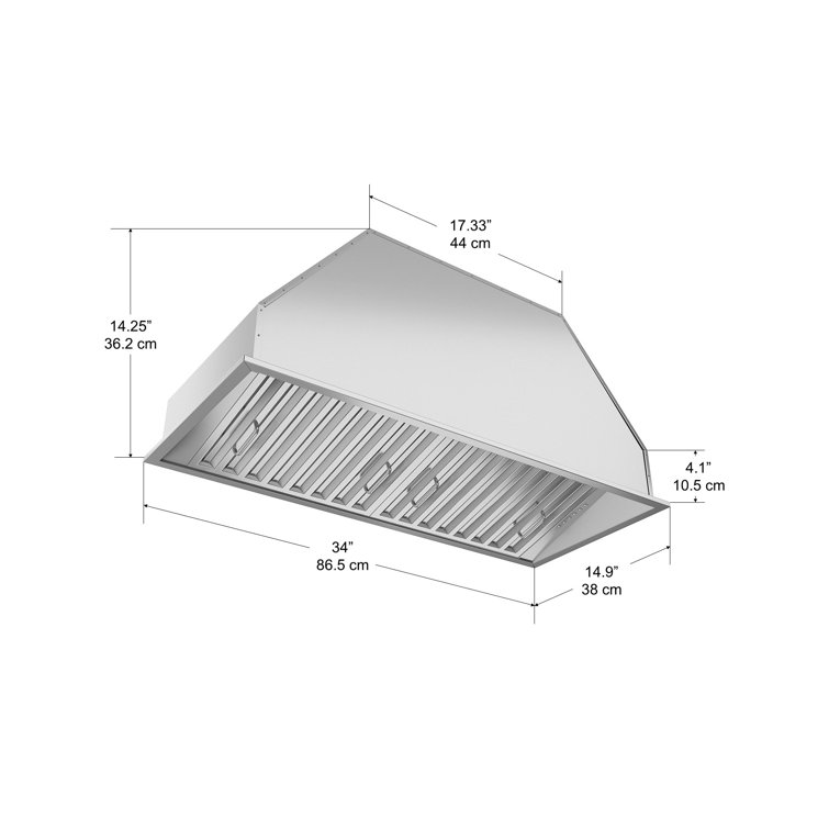 Ancona 34" Stainless Steel Insert Range Hood with Baffle Filter