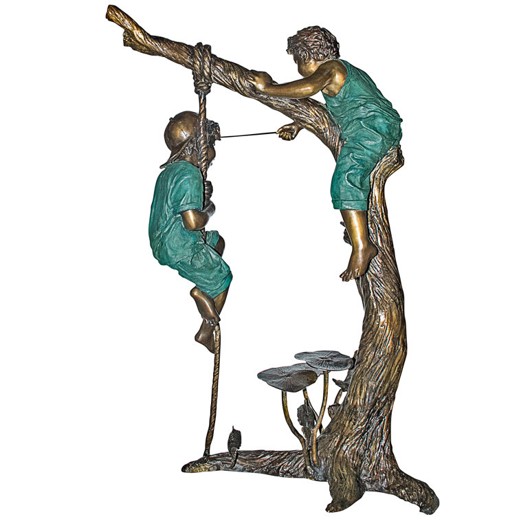 Bronze Fisher Boys on Tree Garden Statue