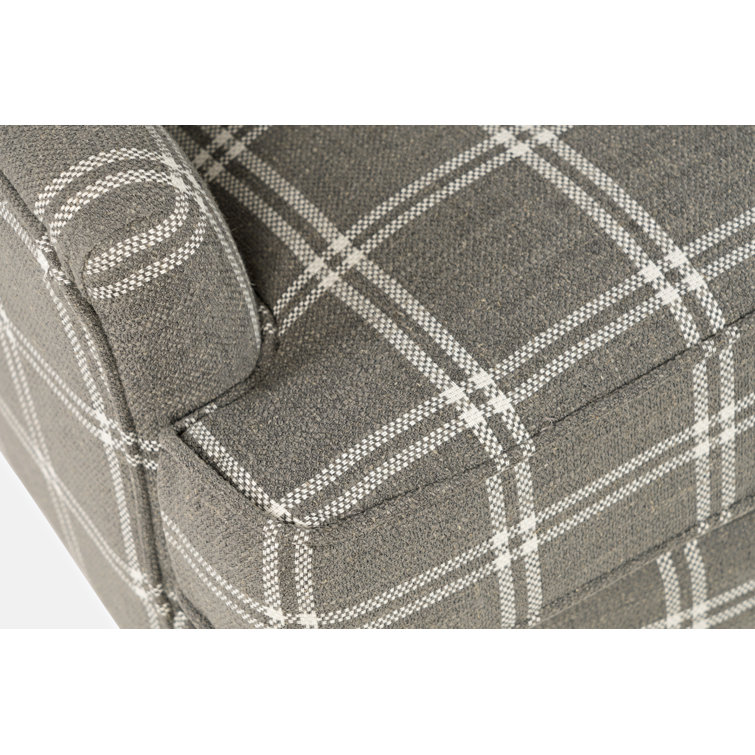 Graphite Plaid Upholstered Wood Accent Chair