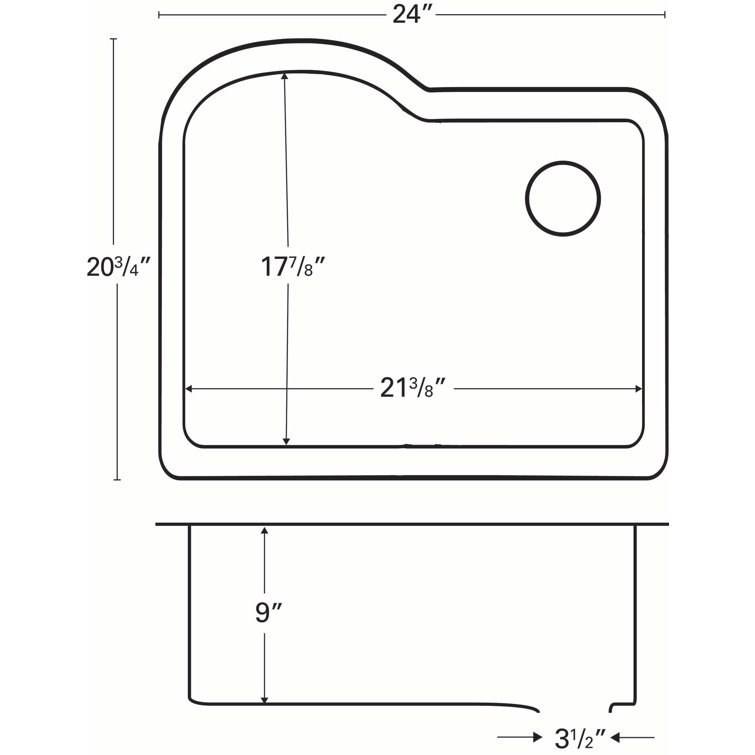 Karran 24" Concrete Quartz Single Bowl Kitchen Sink