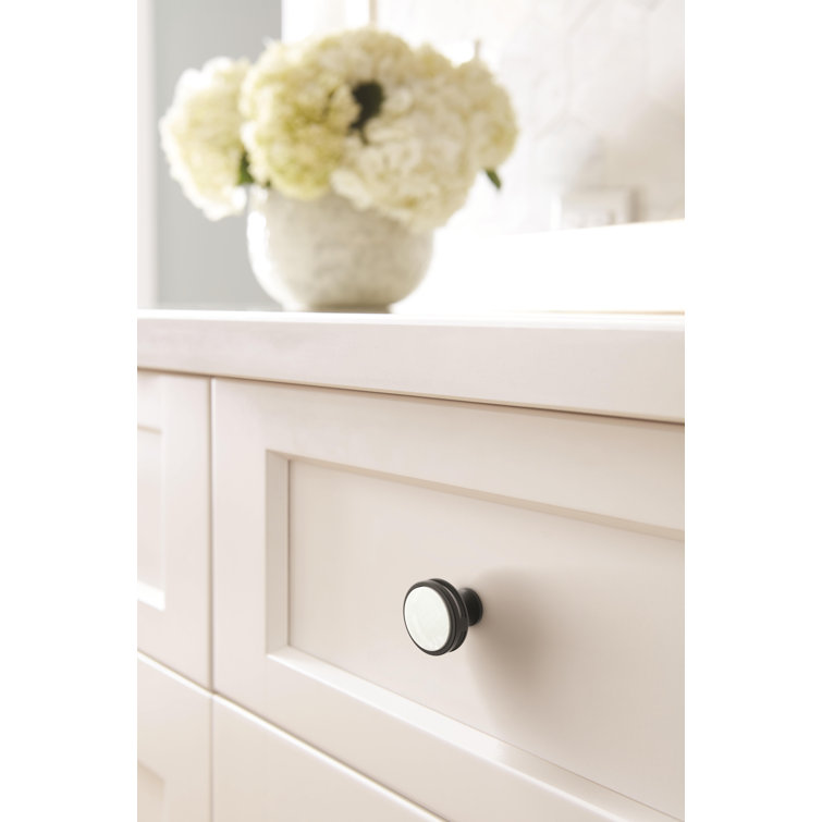 Oberon Matte Black and Frosted Acrylic Round Cabinet Knob