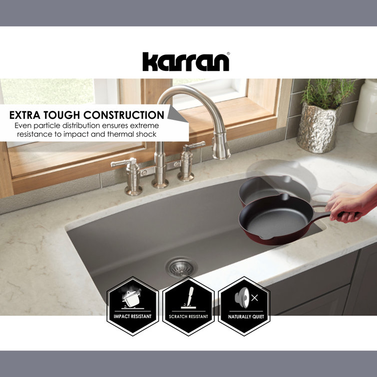 Gray Quartz Composite Single Bowl Undermount Kitchen Sink