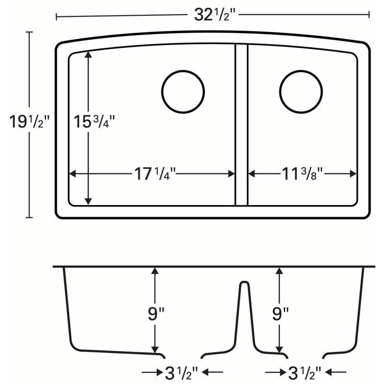 Bisque Quartz Composite 32'' Double Bowl Undermount Kitchen Sink