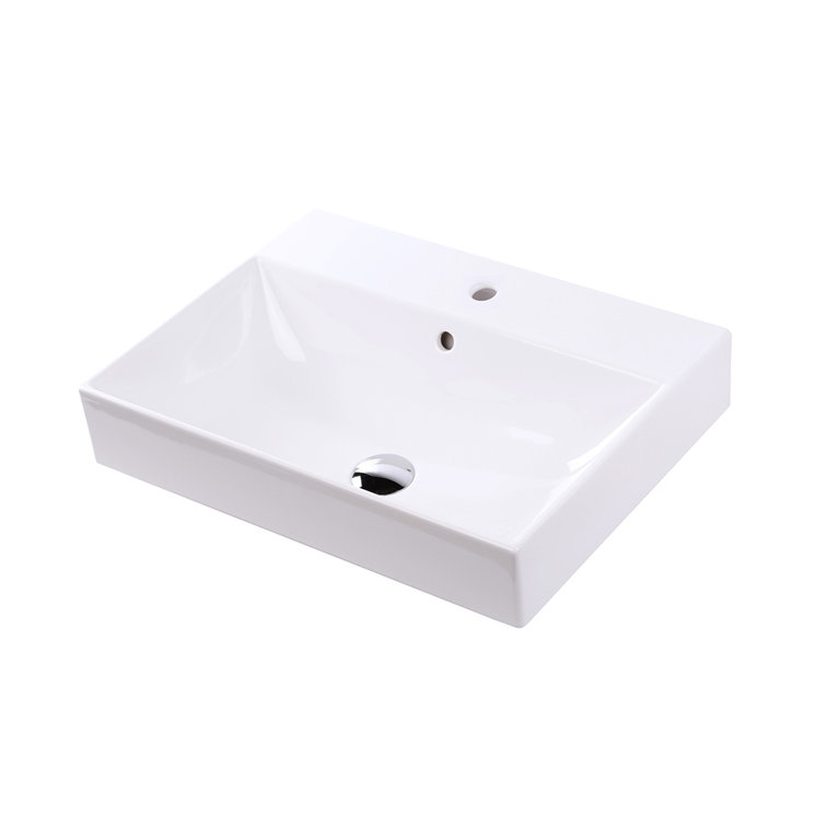 Aquasei 24'' White Porcelain Wall-Mount Bathroom Sink with Overflow
