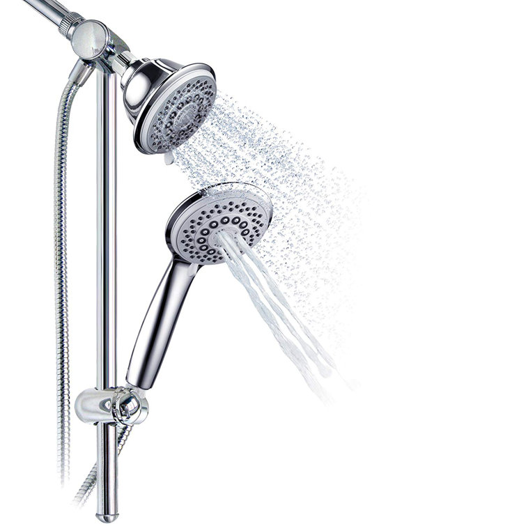 Chrome Adjustable Dual Shower Head with Slide Bar