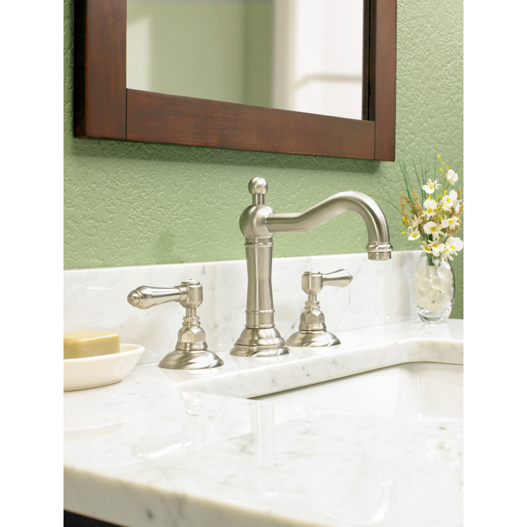 Classic Elegance Polished Nickel Widespread Faucet with Porcelain Handles