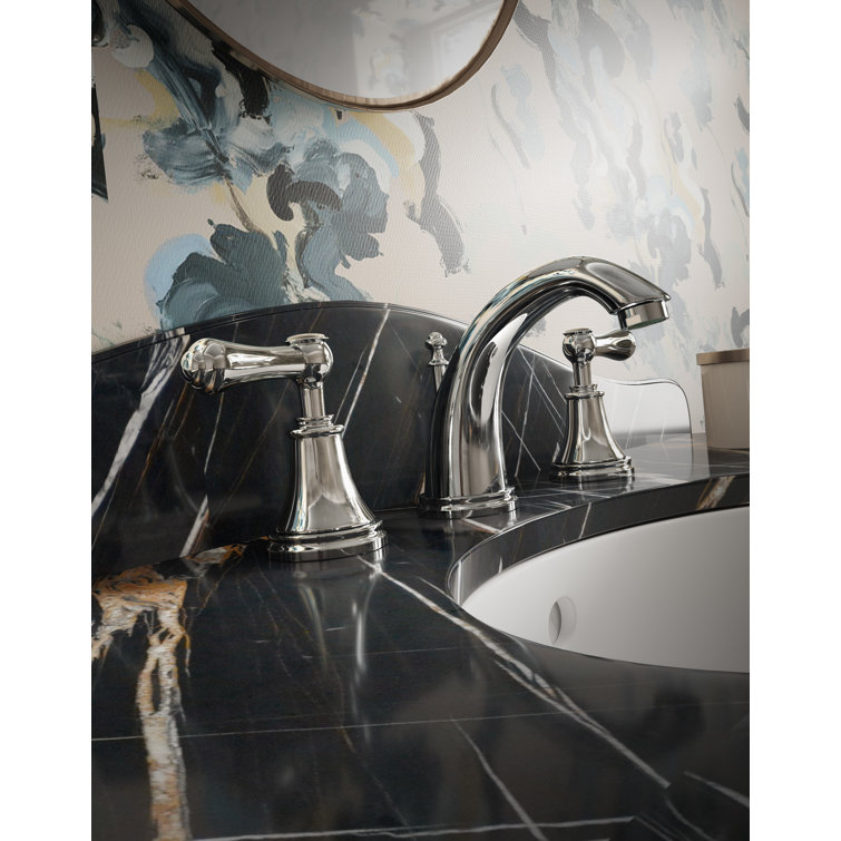 Elegant Polished Nickel Widespread Bathroom Faucet in Brass