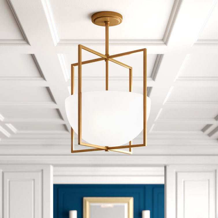 Antique Brass and Glass Modern Indoor/Outdoor Pendant Light
