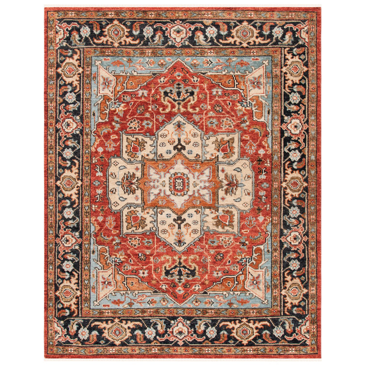 Handmade Rust and Charcoal Wool 9' x 12' Area Rug