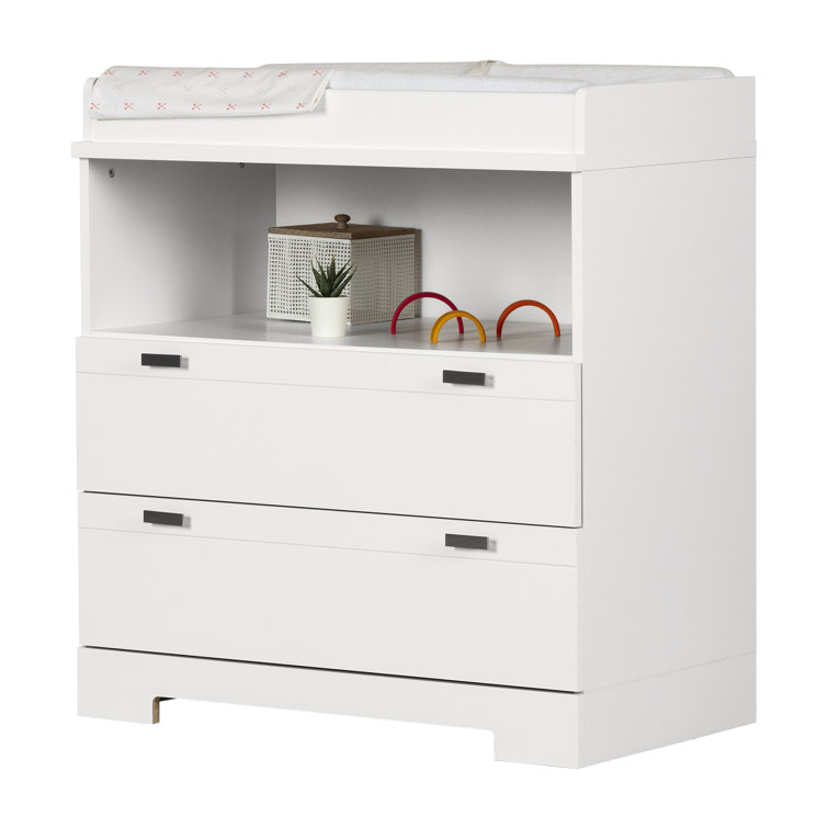 Pure White Reevo Changing Table Dresser with Storage Drawers