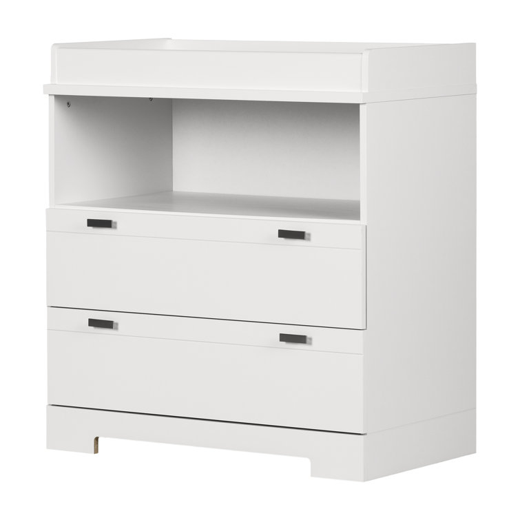 Pure White Reevo Changing Table Dresser with Storage Drawers