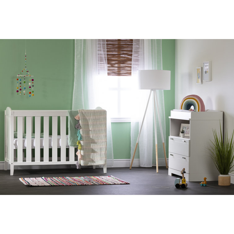 Pure White Reevo Changing Table Dresser with Storage Drawers
