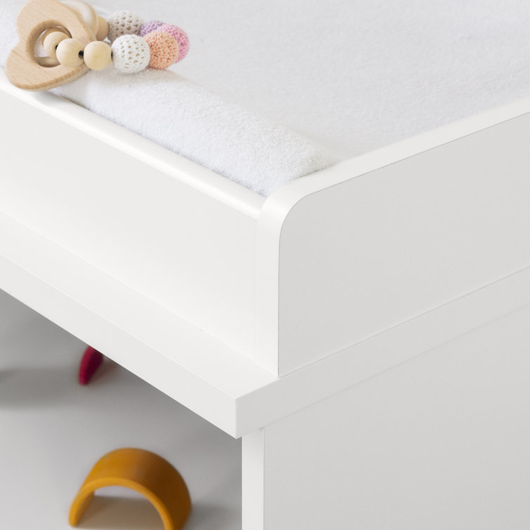 Pure White Reevo Changing Table Dresser with Storage Drawers