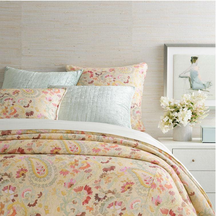 Ines Full/Queen Yellow Linen Paisley Duvet Cover