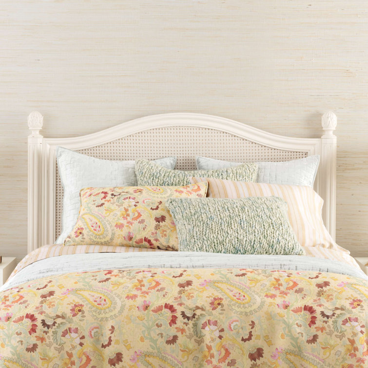 Ines Full/Queen Yellow Linen Paisley Duvet Cover
