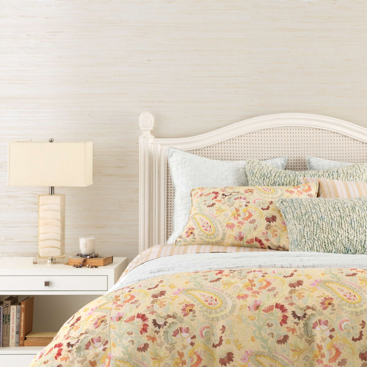 Beige Floral Linen Standard Pillow Sham