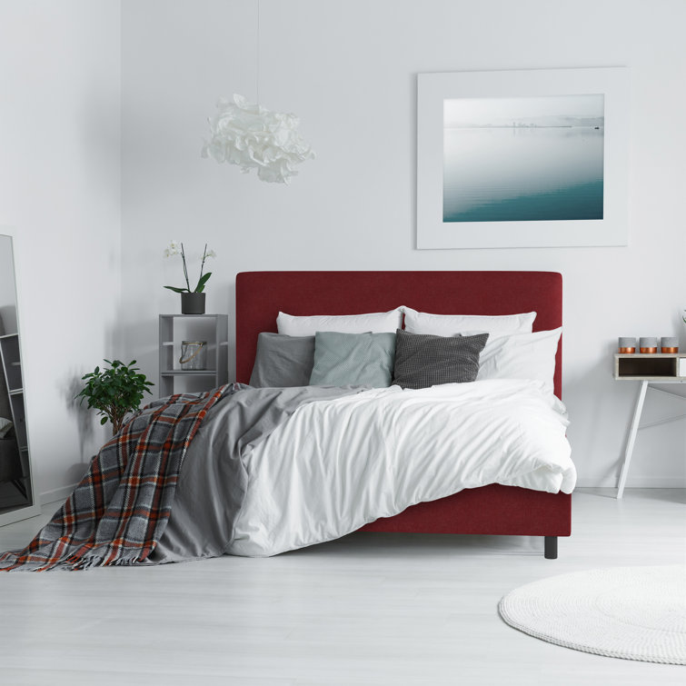 Twin Linen Sandstone Upholstered Bed with Pine Frame