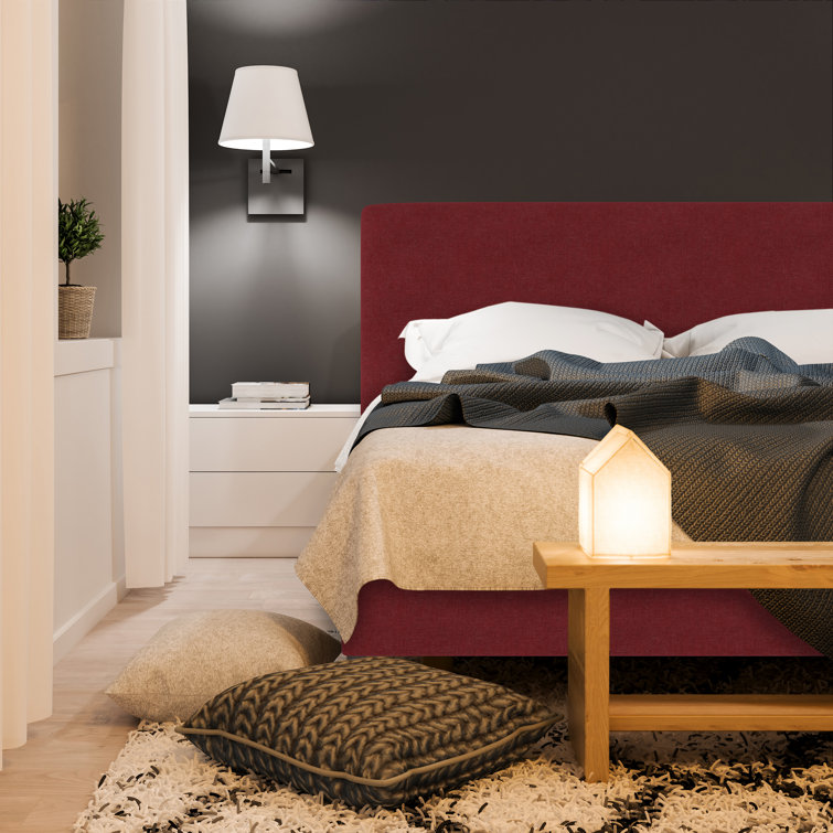 Twin Linen Sandstone Upholstered Bed with Pine Frame