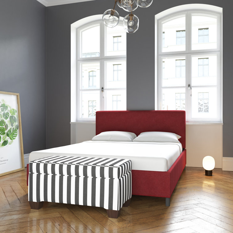 Twin Linen Sandstone Upholstered Bed with Pine Frame