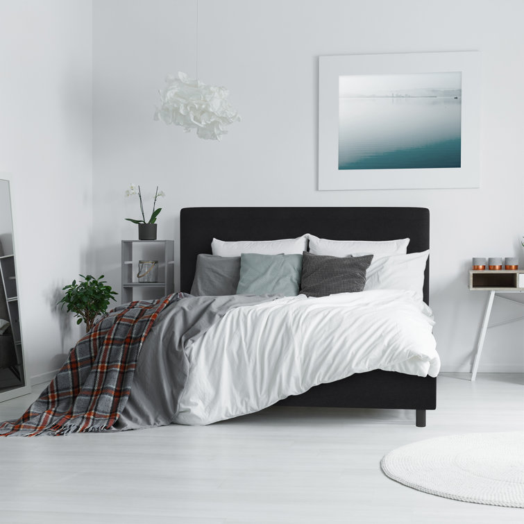 Twin Linen Sandstone Upholstered Bed with Pine Frame