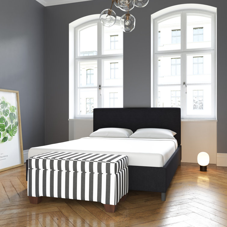 Twin Linen Sandstone Upholstered Bed with Pine Frame