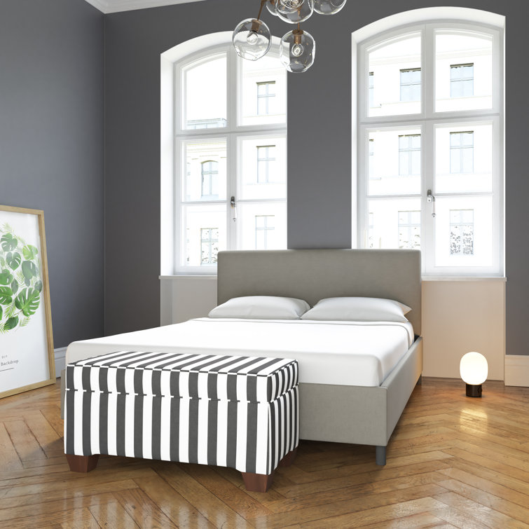 Twin Linen Sandstone Upholstered Bed with Pine Frame