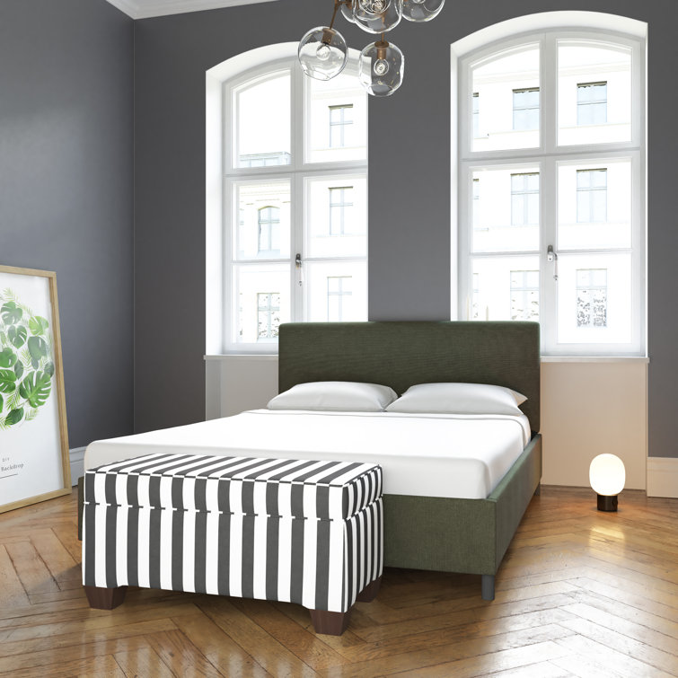 Twin Linen Sandstone Upholstered Bed with Pine Frame