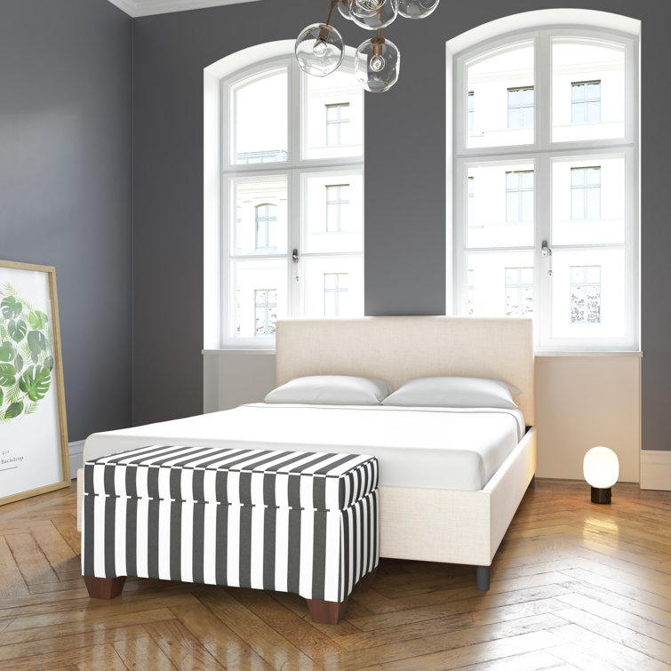Twin Linen Sandstone Upholstered Bed with Pine Frame