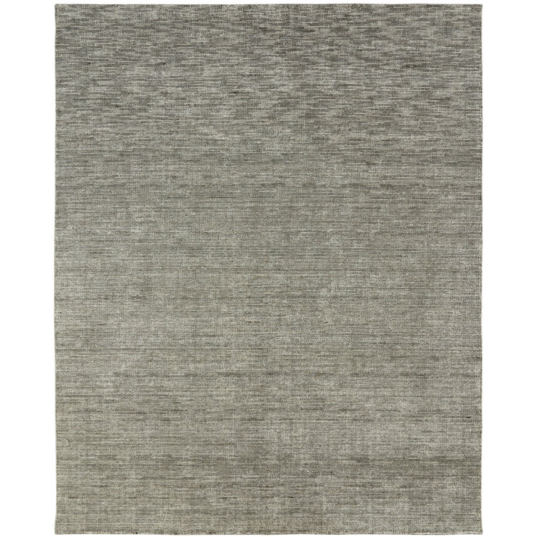 Handmade Heather Gray Wool and Viscose Area Rug