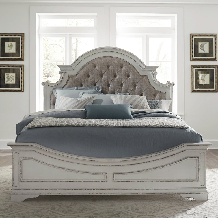 Colchester Upholstered Bed, Dresser & Mirror, Chest