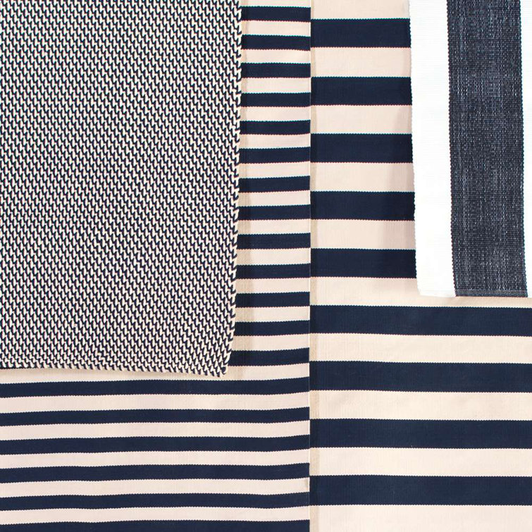 Navy and Ivory Geometric Hand-Braided 2' x 3' Rug