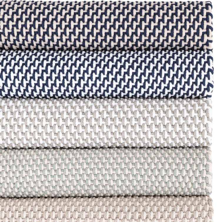Navy and Ivory Geometric Hand-Braided 2' x 3' Rug