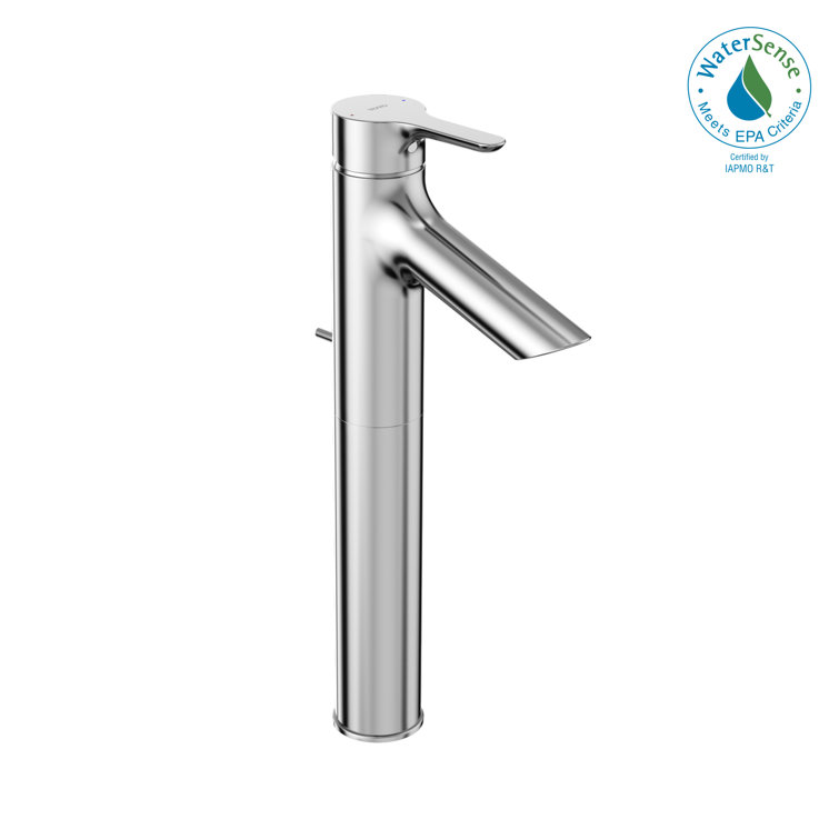 Chrome Single Hole Vessel Bathroom Faucet with Drain Assembly