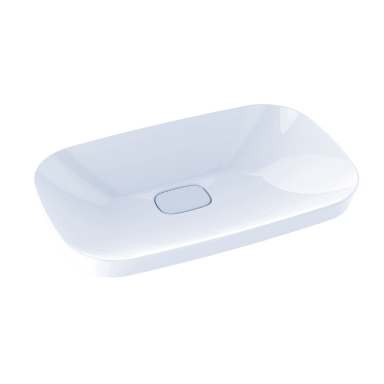 Cotton White Fireclay Rectangular Semi-Recessed Vessel Sink