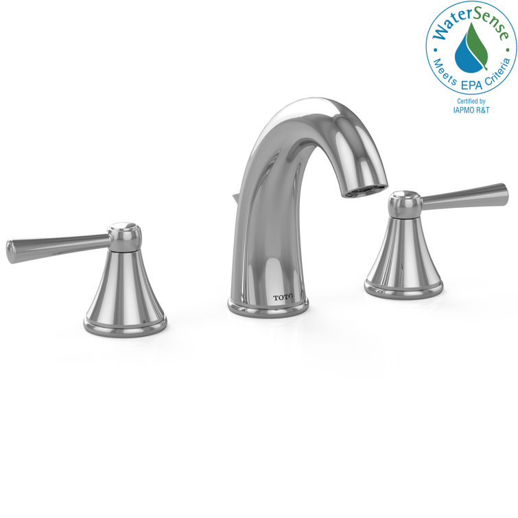 Polished Nickel Widespread Brass Bathroom Faucet with Drain Assembly